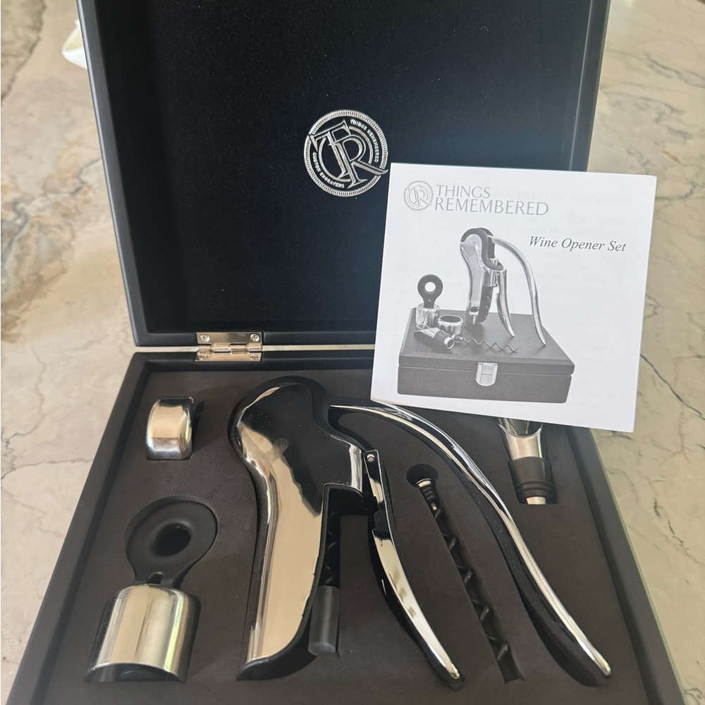 Things Remembered Silver Wine Opener Set